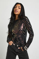 Demask Sequin Backless Bodysuit