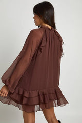 Chiffon Ruffle Smock Dress