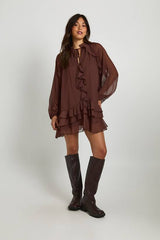 Chiffon Ruffle Smock Dress
