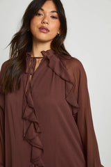 Chiffon Ruffle Smock Dress