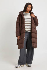 Plus Belted Longline Puffer Jacket