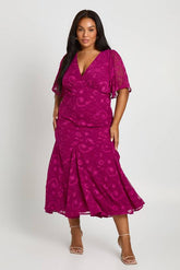 Plus Burnout Angel Sleeve Midaxi Dress