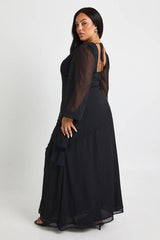 Plus Chiffon Frill Maxi Dress
