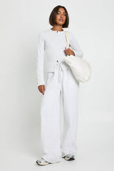 Tall Rib Button Through Long Sleeve Tracksuit