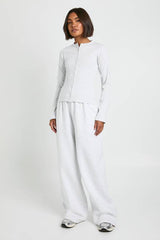 Tall Rib Button Through Long Sleeve Tracksuit