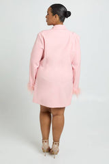 Plus Feather Cuff Blazer Dress