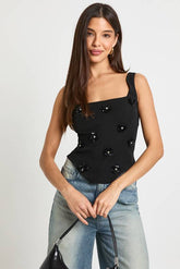 Floral Embellished Corset Top