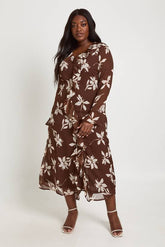 Plus Floral Ruffle Midaxi Dress