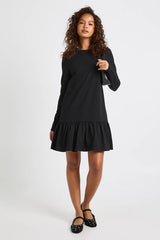 Long Sleeve Drop Hem Smock Dress