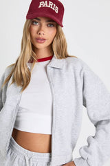Zip Through Collared Bomber Sweatshirt