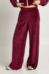 Velour Contrast Piping Straight Leg Jogger