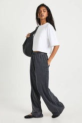 Washed Studded Double Track Straight Leg Joggers