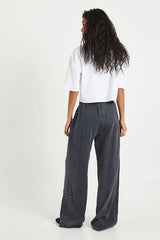 Washed Studded Double Track Straight Leg Joggers