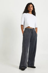 Washed Studded Double Track Straight Leg Joggers