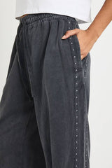 Washed Studded Double Track Straight Leg Joggers