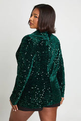 Plus Velvet Sequin Blazer