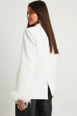 Feather Cuff Oversized Blazer