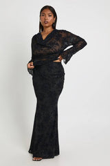Plus Glitter Devore Maxi Skirt