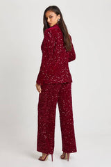 Velvet Sequin Straight Leg Trousers