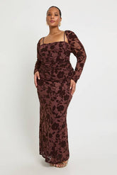 Plus Devore Bolero 2 Piece Long Sleeve Maxi Dress