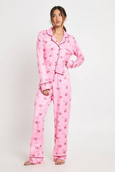 Cocktail Print Long Sleeve Shirt & Trouser 3 Piece Pyjama Set