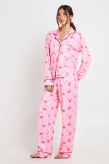 Cocktail Print Long Sleeve Shirt & Trouser 3 Piece Pyjama Set