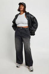 Plus Adjustable Waist Wide Leg Jean
