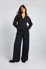 Gold Button Long Sleeve Wrap Top