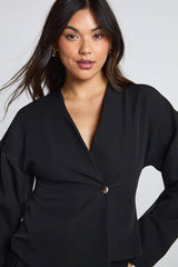 Gold Button Long Sleeve Wrap Top