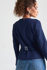 Silver Trim Collarless Blazer