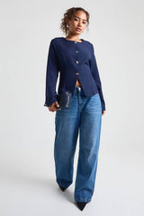 Silver Trim Collarless Blazer