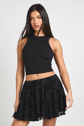 Floral Devoure Godet Hem Mini Skirt