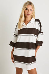 Stripe Rugby Collar T-Shirt Dress
