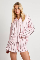 Stripe Long Sleeve Shirt & Shorts Pyjama Set