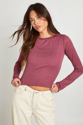 Textured Mesh Long Sleeve Top With Inner Vest Top