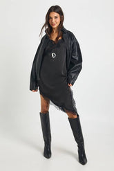 Lace Asymmetric Satin Slip Dress