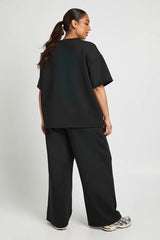 Plus Interlock Wide Leg Joggers