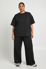 Plus Interlock Wide Leg Joggers