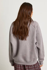 Collared Popper Oversized Washed Sweatshirt