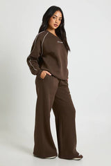 Ath Club Embroidered V Neck Piping Sweatshirt Tracksuit