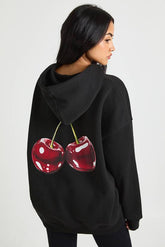 Cherry Print Oversized Hoodie