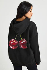 Cherry Print Oversized Hoodie