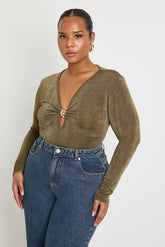 Plus Gold Trim Keyhole Bodysuit
