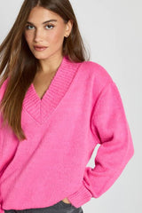 Brushed Knit V Neck Jumper