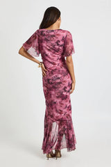Materntiy Ruched Body Angel Sleeve Midaxi