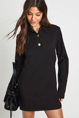 Collared Gold Button Tshirt Dress