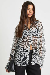 Zebra Sheer Chiffon Oversized Shirt