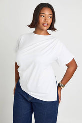 Plus Asymmetric Hem Cinched Waist T-shirt