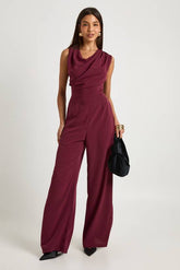 Aysmmetric Woven Wide Leg Jumpsuit