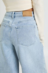 Petite High Waist Front Pocket Wide Leg Jean